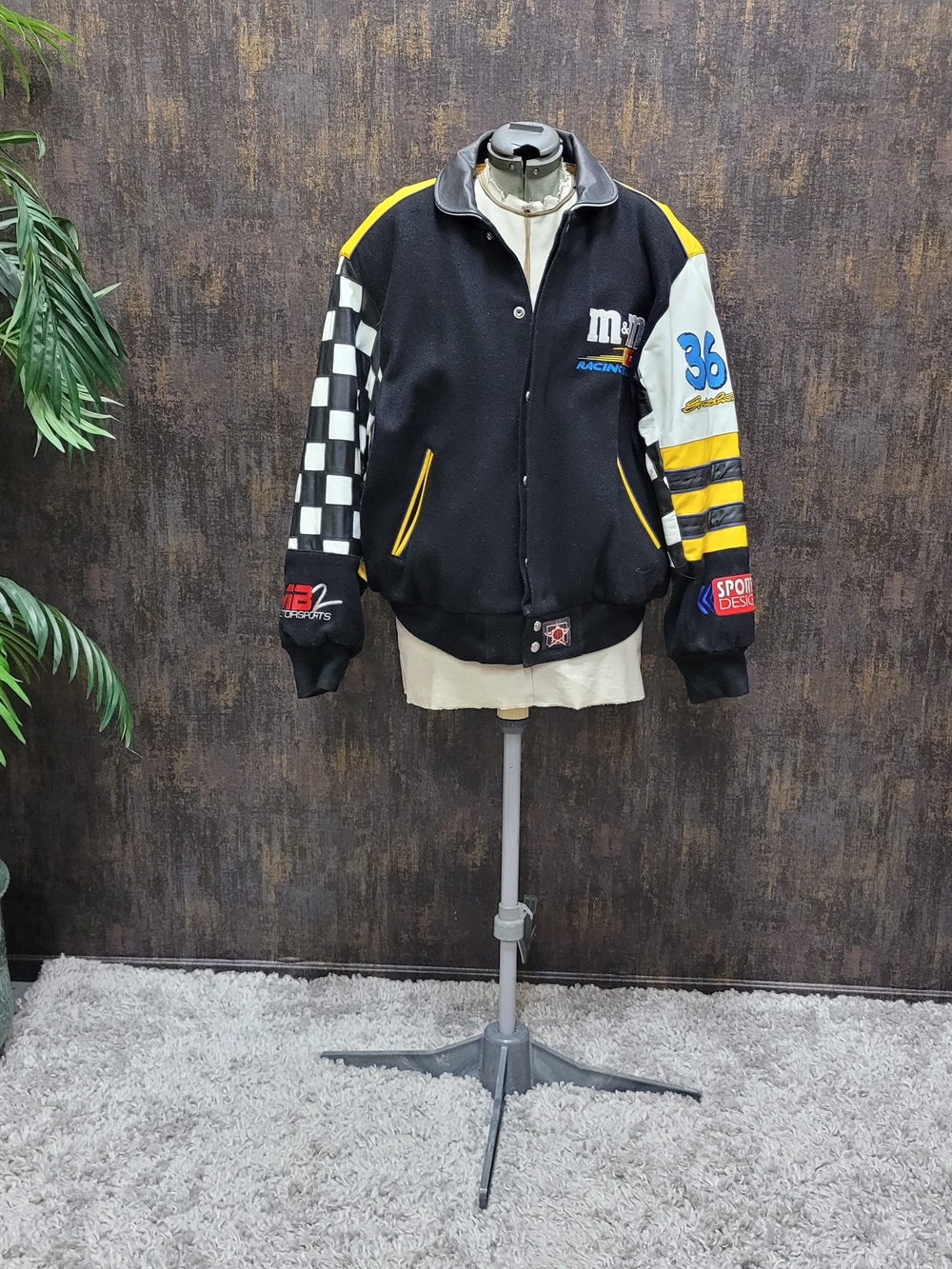 Vintage JH Design Ernie Irvan #36 M&M’s NASCAR Leather Racing Jacket S